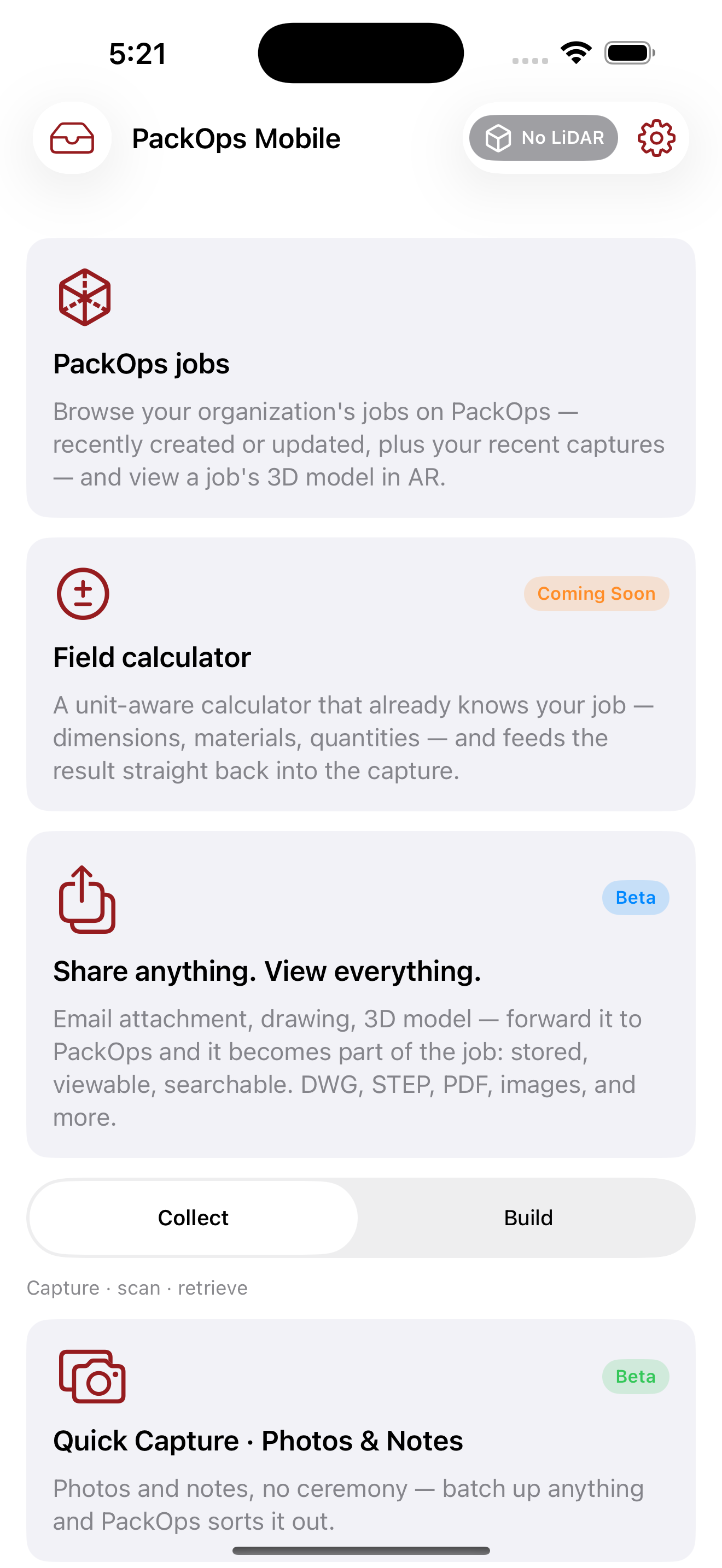 PackOps Collect on iPhone