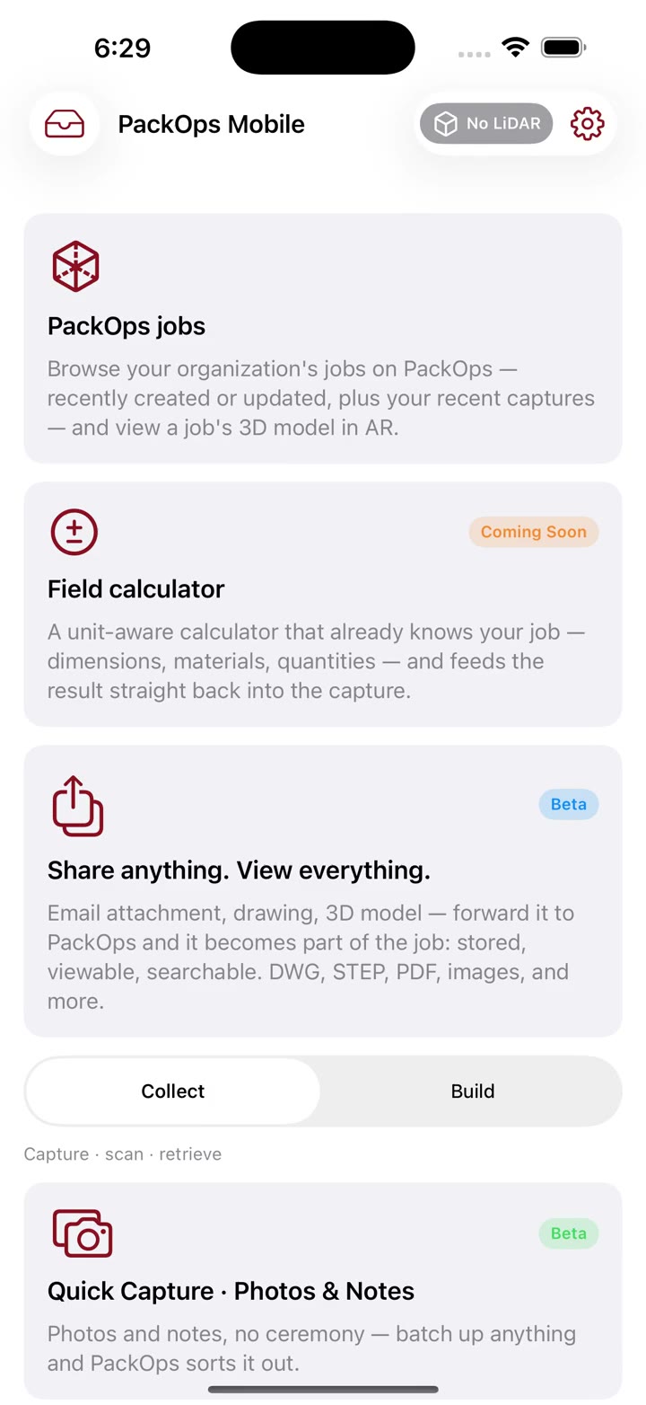 PackOps iPhone home screen